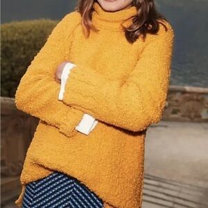 MOTH Anthropologie Juliette Mango Yellow chunk knit turtleneck sweater S